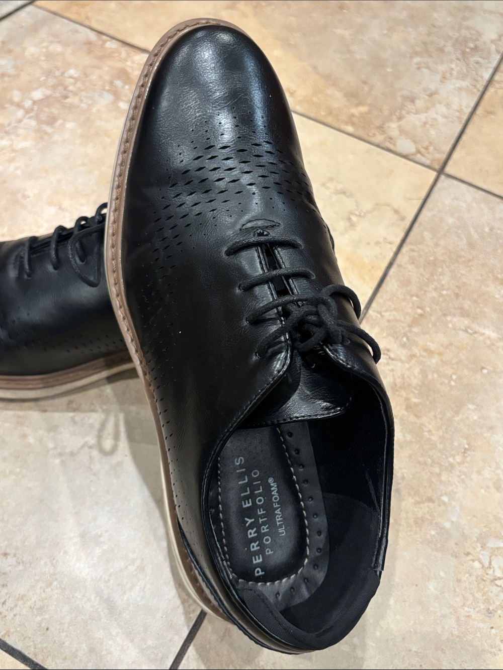 Perry Ellis Portfolio ultra FoamBlack Men's Lace-Up Dress Shoes size 10